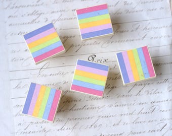 80s Candy Stripe Drawer Knobs - Set of 5 Vintage Plastic Pulls