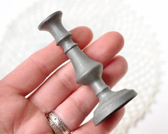 Pewter Miniature Candle Holder – Antique Dollhouse Altar Candlestick