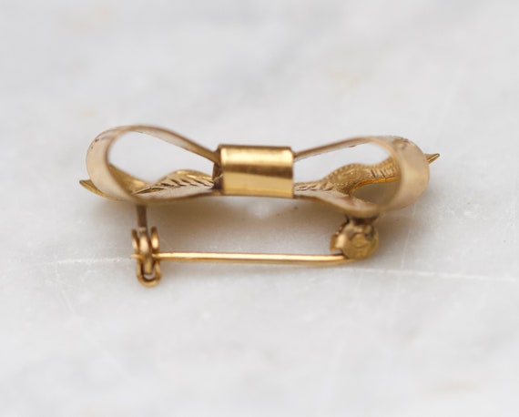 Victorian WBs Rolled Gold Bow Brooch - Antique Wa… - image 5