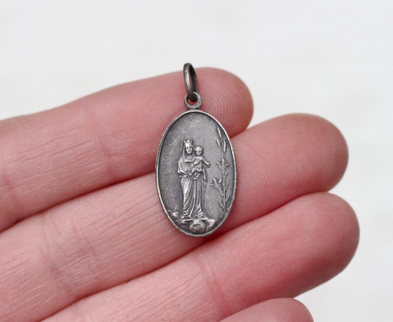 Antique French Sterling Silver Madonna and Child Medal Pendant - Etsy