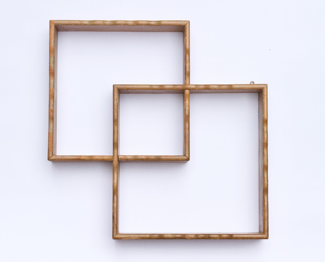 Mid Century Interlocking Shelves Wooden Overlapping Square Floating