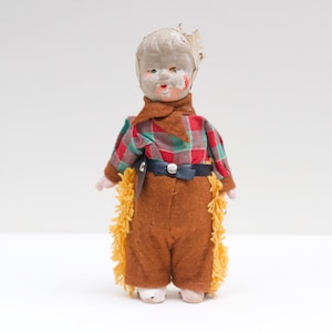 Little Chubby Cowboy Boy - Boneca de fantasia composta de papelão prensado - Brinquedos vintage