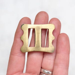 Antique Small Brass Belt Buckle - Centre Bar - Minimalist Brutalist - Vintage Altered Couture Supplies and Components