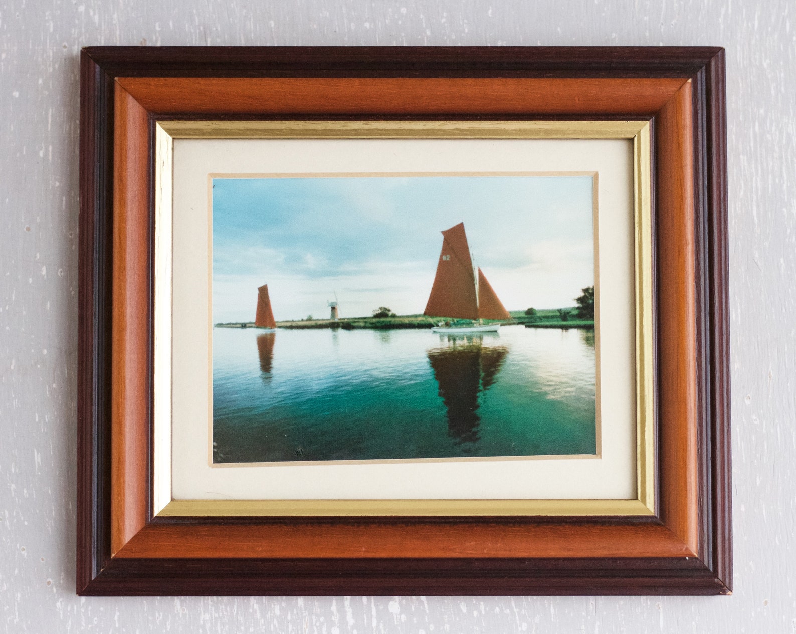 Sailing Boat Picture in Wood Frame Framed Nautical Photo Etsy