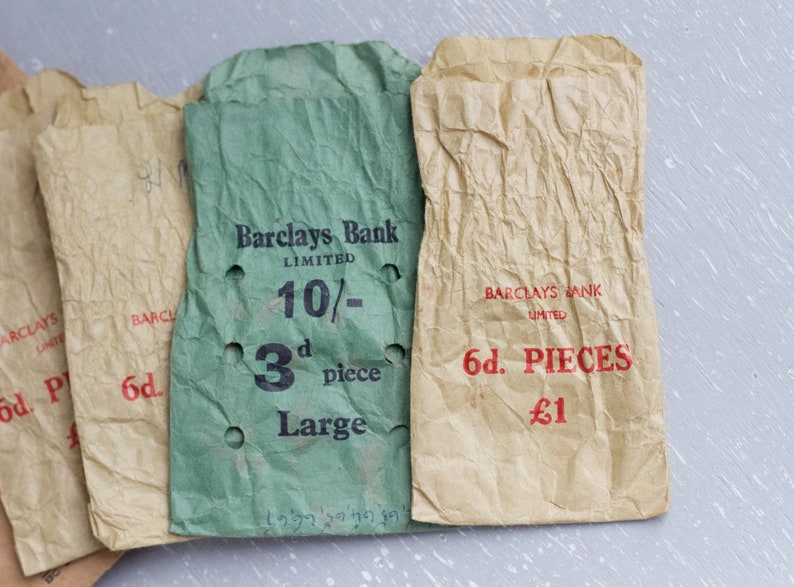 Barclays Bank Coin Bags Instant Collection of 9 Vintage Etsy