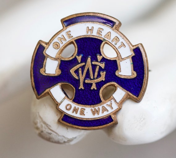 Wesley Guild Enamel Badge - Blue and White on Bras
