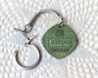 Kispo Keyring - High Class Switzerland - Green Advertisement Keychain - Vintage Quirky Accessories
