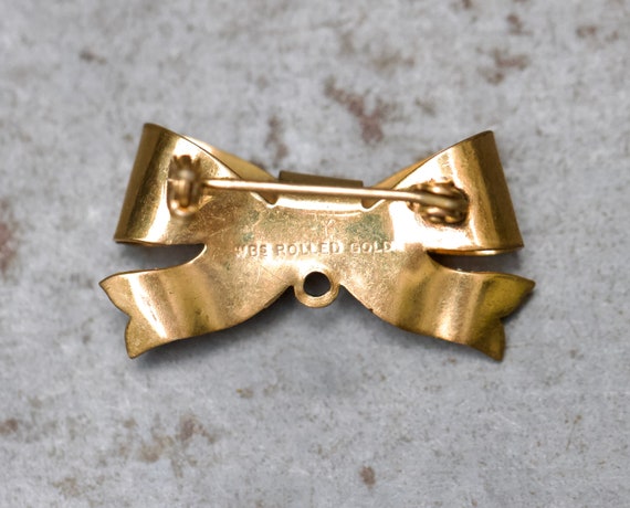 Victorian WBs Rolled Gold Bow Brooch - Antique Wa… - image 3