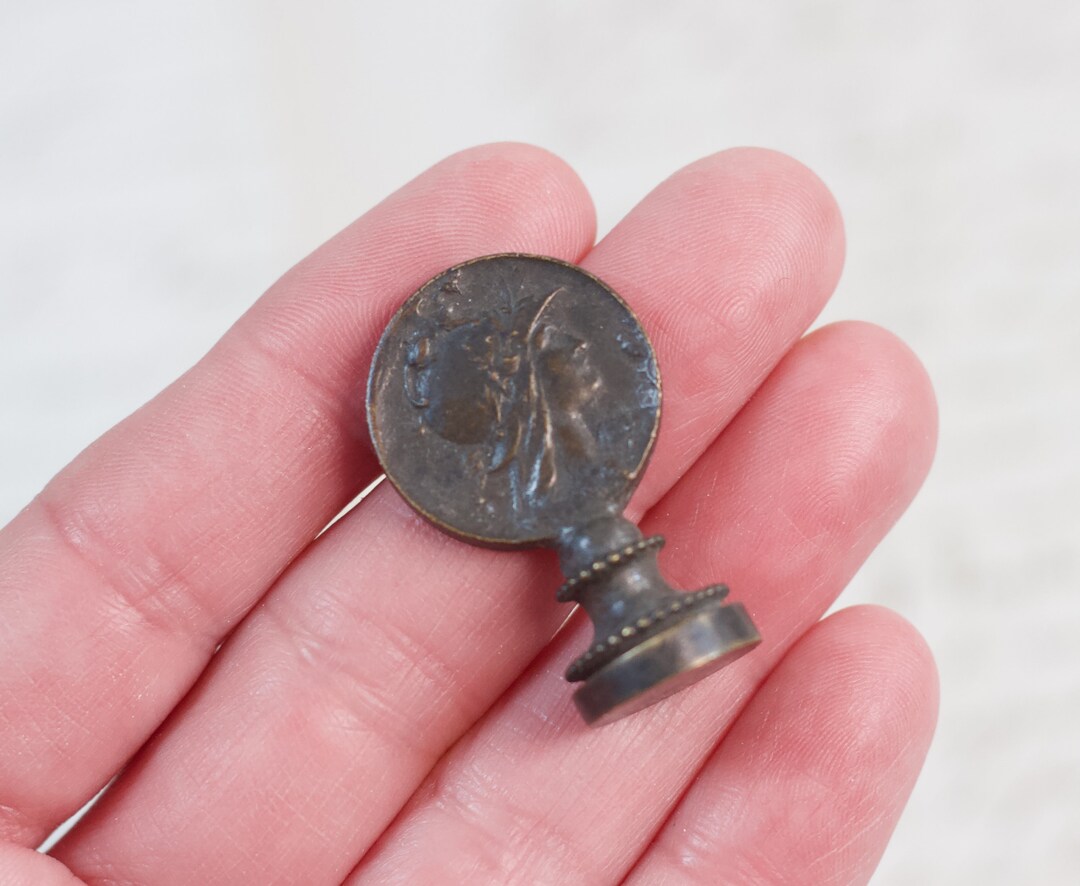 Athena and Owl Bronze Coin Blank Wax Seal Stamp Classical Greek Pipe
