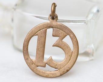 Antique Lucky Number 13 Charm, French Corset Amulet