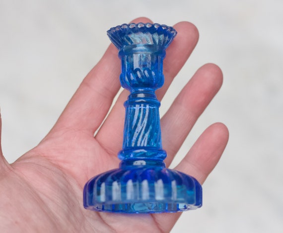 コバルトブルーガラスキャンドルホルダー 3インチ - 小さな