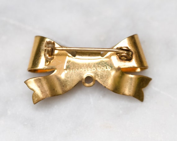 Victorian WBs Rolled Gold Bow Brooch - Antique Wa… - image 7