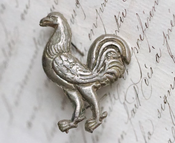 Young Rooster Embellishment - Pewter Chicken or C… - image 1