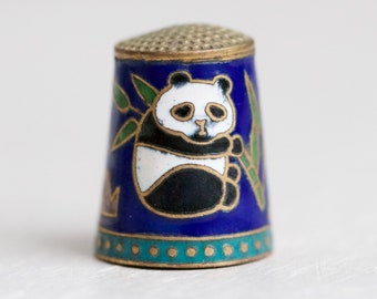 Panda Cloisonne Fingerhut - Vintage Emaille Dekorative Sammler Fingerhut
