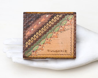 Vintage Carved Wood Cigarette Box – Bulgarian Souvenir