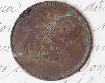 Vintage French Éléphant Bleu Copper Token – Carwash Collectible Coin