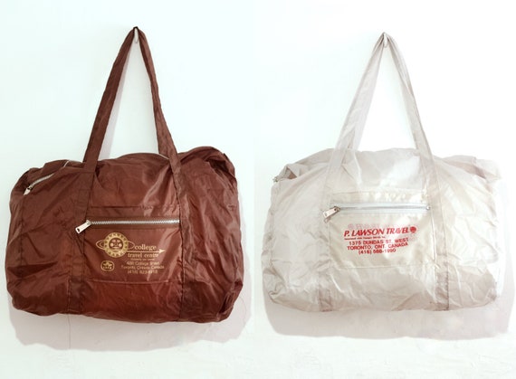 Pair of Folding Duffle Bags in Brown and Light Gr… - image 1