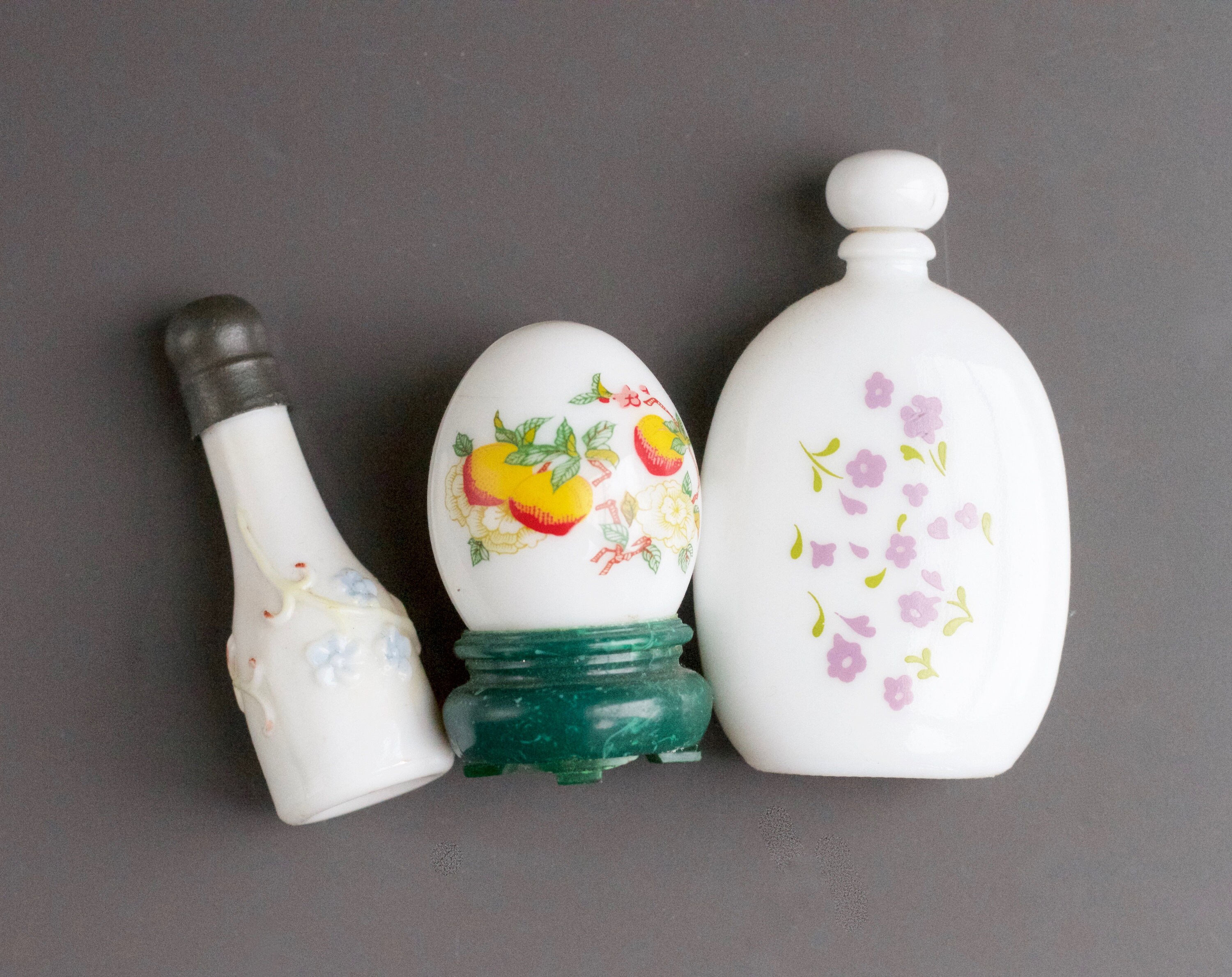 Milk Glass Bottles set of 3 Vintage Avon Perfume Bottle egg Etsy