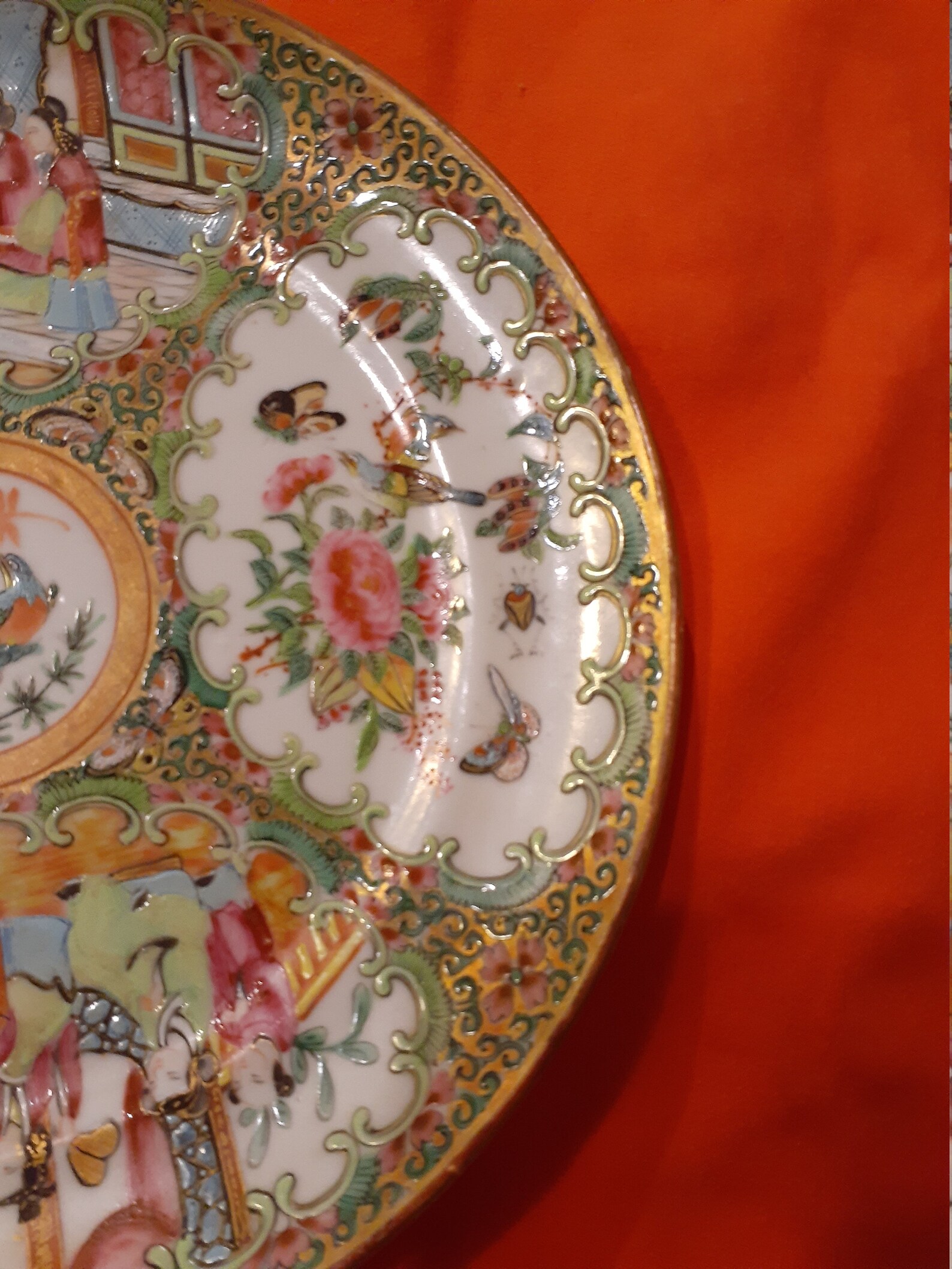 Antique Chinese Plate Rose Mandarin Porcelain Late 1800s Hand Etsy