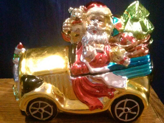 Christmas Decor Candy Jar Santa Claus Car Ceramic Storage | Etsy