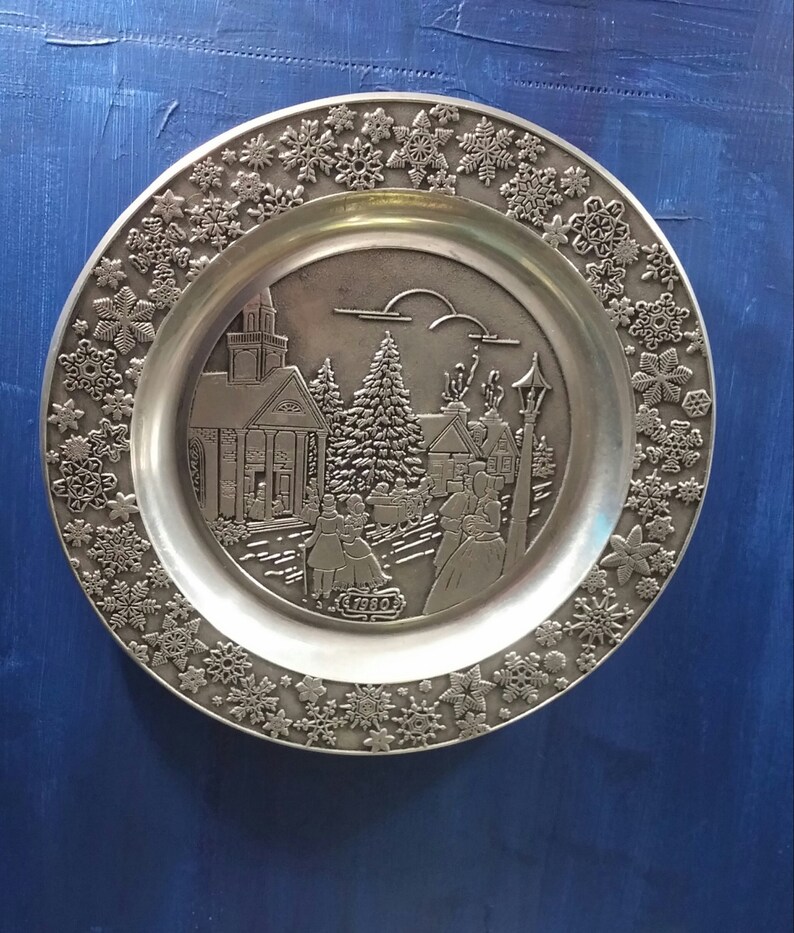 Vintage Columbia Wilson Pewter Plate 1980 Christmas Wall Decor | Etsy