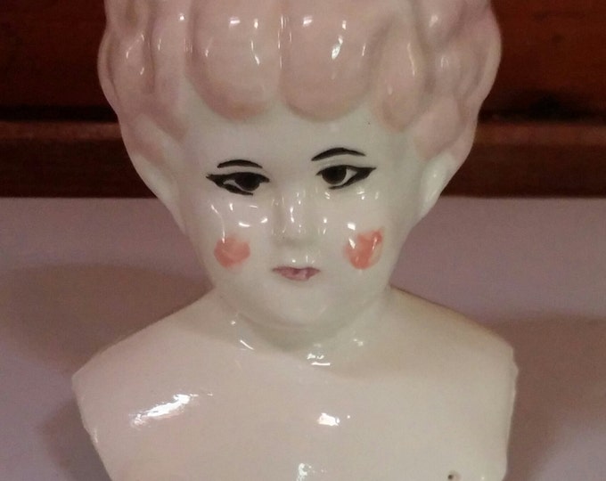 Porcelain Handmade Doll Head Shoulderplate Limbs 1970s Doll Making