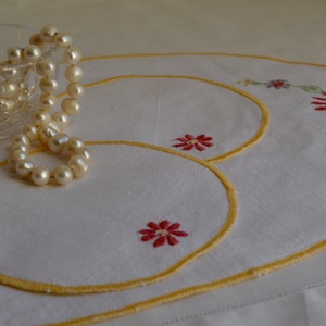 Vintage embroideredIrish Linen Dressing Table Set