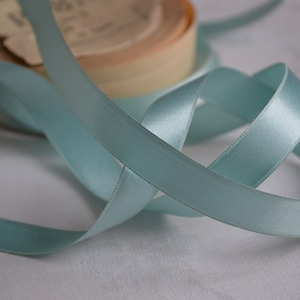 1 Yard of Blue rayon satin ribbon unused from the 1930s, 7 or 14mm wide