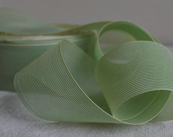 Faixa de fita de rayon francesa de 2 polegadas de largura dos anos 1930, verde menta