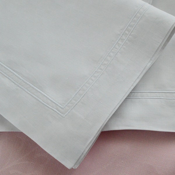 Irish Linen pillowcases/shams, Pair of unused vintage 2 row cord edges on finest linen