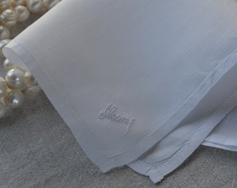 Irish Linen Handkerchief - hand embroidered with name Mary