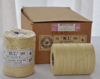 Large 270g spool of Campbell's Irish Linen thread No 10 4 cord cream colour