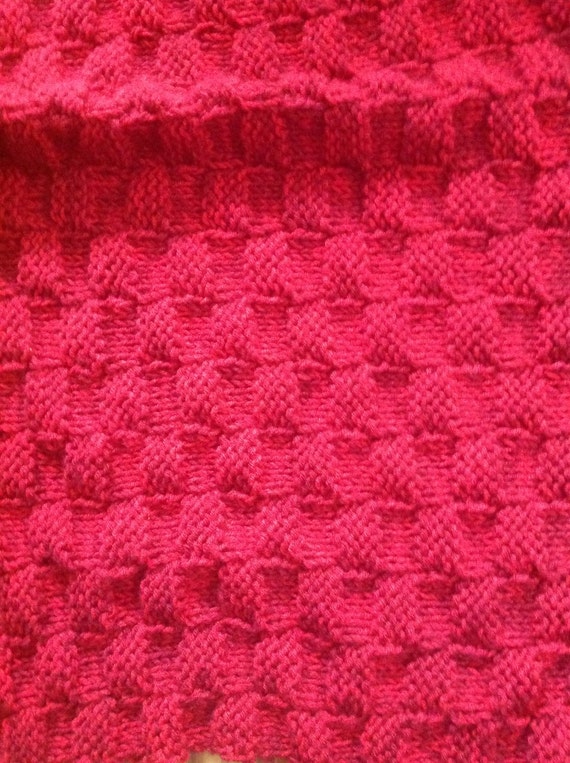 Items similar to Handmade knit red baby blanket on Etsy