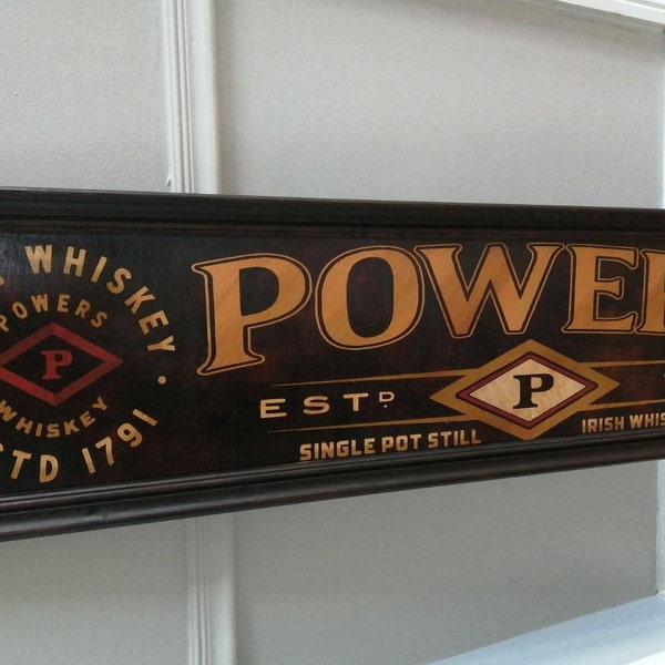 Hand painted Irish pub signage "Powers"