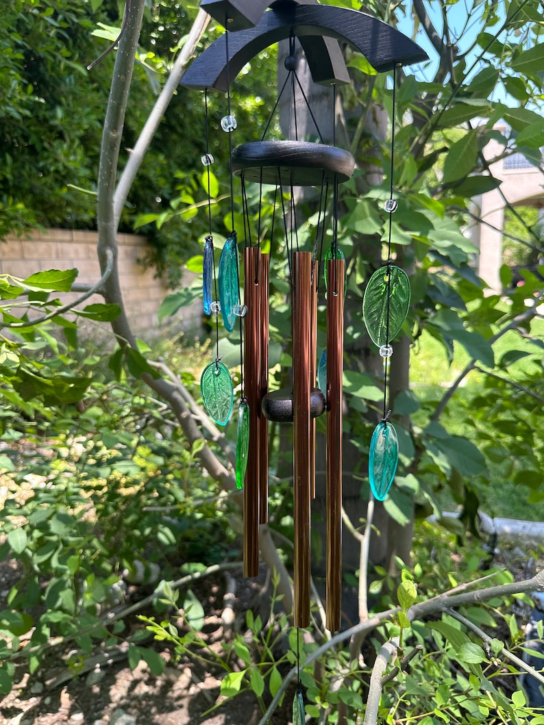Garden Chime Beautiful Sound Metal, Glass, & Card. for Her, Grandma, Mom, Mother's Day, Friend, Sister. Spiritual, Upcycle Art USA image 6