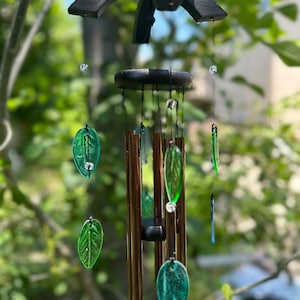 Garden Chime Beautiful Sound Metal, Glass,  Personalized Card on request.  Grandma, Mom, Mother&#39;s Day, Friend, Father&#39;s Day. Upcycle Art USA