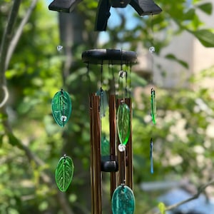 Garden Chime Beautiful Sound Metal, Glass,  & Card.  for Her, Grandma, Mom, Mother's Day, Friend, Sister. Spiritual, Upcycle Art USA