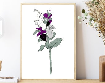 Demisexual Flower Print, Digital Print of Flower, Printable Art, Botanical Print, Demisexual Pride Art