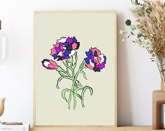 Genderfluid Flower Print, Digital Print of Flower, Printable Art, Botanical Print, Genderfluid Pride Art