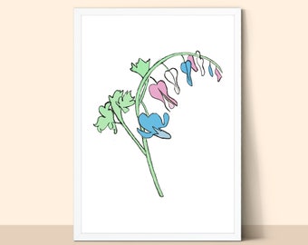 Trans Flower Print, Digital Print of Flower, Printable Art, Botanical Print, Trans Pride Print