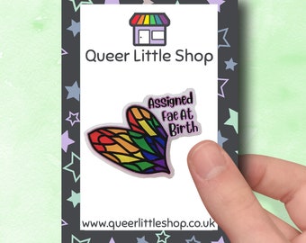 Assigned Fae/Assigned Mer At Birth Pin Badge, AFAB Pin badge, AMAB pin badge, pride flag badge. pride pin, pride flag pin badge, lgbt pin