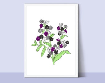 Asexual Flower Print, Digital Print of Flower, Printable Art, Botanical Print, Aexual Pride Art