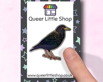 Starling Pin, Pride Flag Pin, Pride Pin, LGBT Pin, LGBTQ Pin Badge, pride badge, eco-friendly pin, lgbt pin, lgbtq pin, bird pin, subtle pin