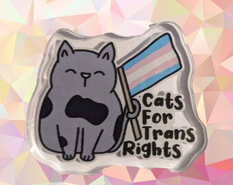 Cats For Trans Rights Pin, Cat pin, Trans Pin, pride Pin, LGBTQ pin