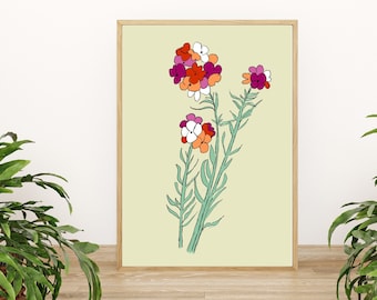 Lesbian Flower Print, Digital Print of Flower, Printable Art, Botanical Print, Lesbian Pride Art