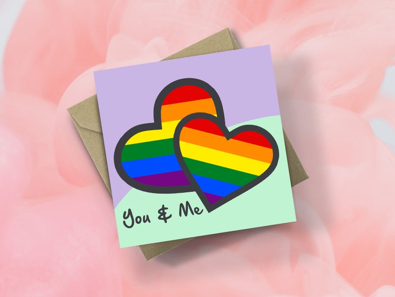 LGBTQ Couples Card LGBTQ Valentines Card Custom Valentines Card Pride Valentines Card Custom LGBT Pride Flag Valentines Card