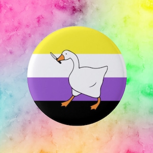 Custom Goose Pride Flag Badge, LGBTQ Untitled Goose Game Badge, LGBTQ Badge, Pride Flag Badge