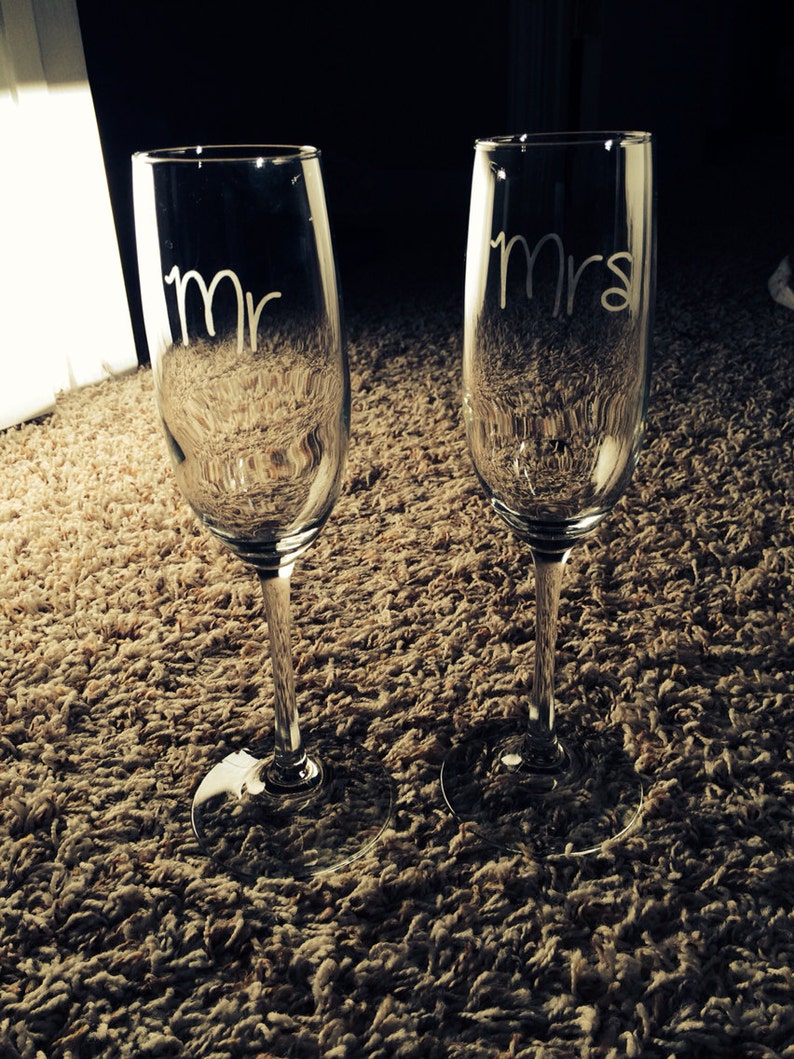 Etched Wedding Champagne Glasses Etsy