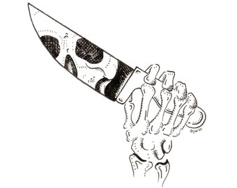 Skeleton & Knife original drawing print