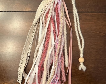 Boho Journal Bible Planner Book Tassel - Handmade Ribbon, Yarn, Fabric and Bead  Bookmark